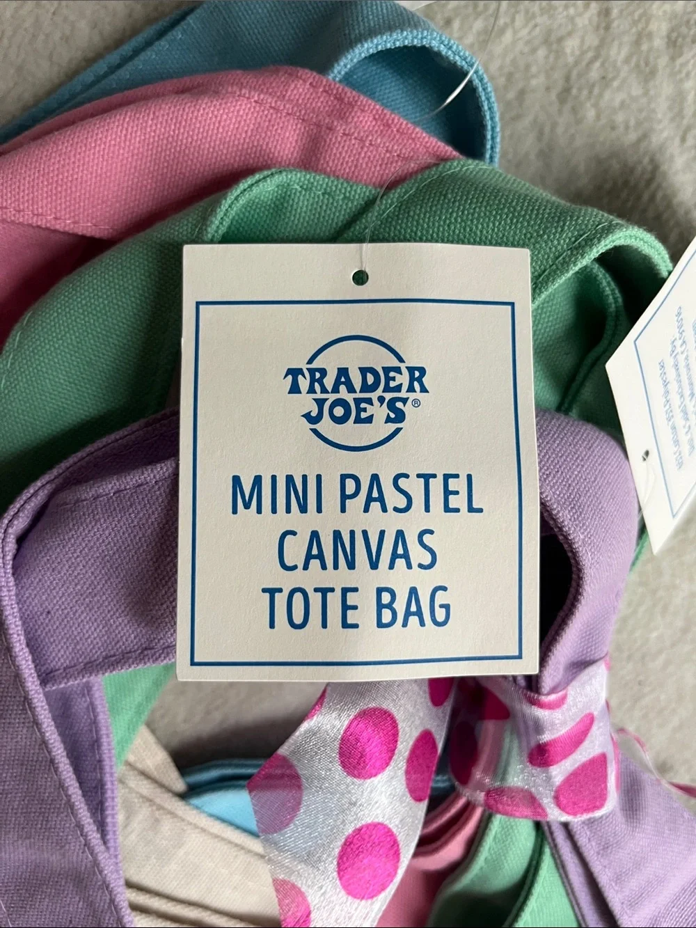 Trader Joe’s Mini Pastel Canvas Tote Set of 4, NWT